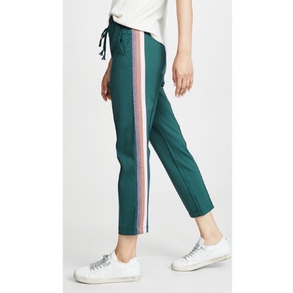 Spiritual Gangster Pants - NWT Spiritual Gangster Classic Cropped Jade Green Track Pants with Stripes